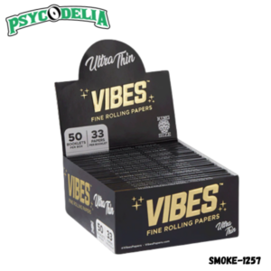 VIBES KING SIZE FINE ROLLING PAPER BLACK ULTRA THING 50PACK