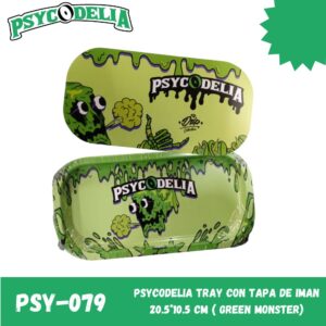 PSYCODELIA TRAY CON TAPA DE IMAN 20.5*10.5 CM ( GREEN MONSTER)