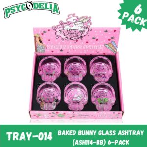 BAKED BUNNY GLASS ASHTRAY BOX w/6 (ASH114-BB)