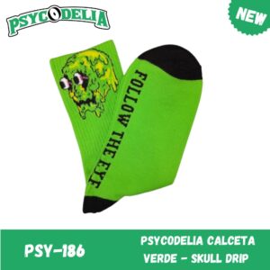 PSYCODELIA CALCETA VERDE -  SKULL DRIP