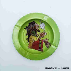 TIN ASHTRAY BM CARICATURA GREEN