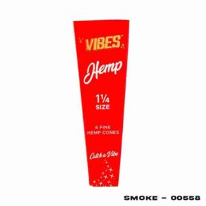 VIBES 1 1/4 SIZE CONE 6PACK RED HEMP