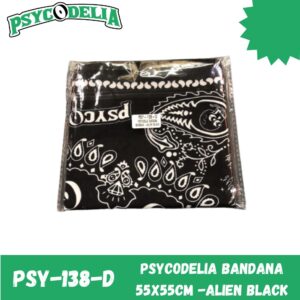 PSYCODELIA BANDANA 55X55cm -ALIEN BLACK