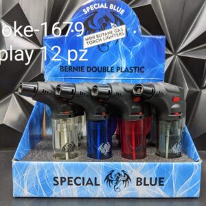 SPECIAL BLUE BERNIE DOUBLE PLASTIC TORCH 12PK - LT115M