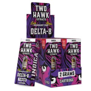 TWO HAWK DELTA8 CARTRIDGE -2G (INDICA) -10/Pack - GRANDADDY PURP