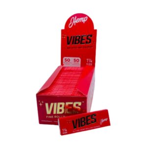 VIBES 1 1/4 FINE ROLLING PAPER 50PACK HEMP RED