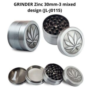GRINDER Zinc 30mm-3 mixed design (JL-J0115) 12 PACK