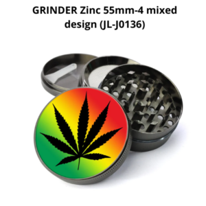 GRINDER Zinc 55mm-4 mixed design (JL-J0136) 6 PACK