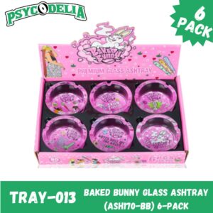 BAKED BUNNY GLASS ASHTRAY BOX w/6 (ASH170-BB)