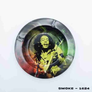 TIN ASHTRAY BOB M GUITAR GREEN