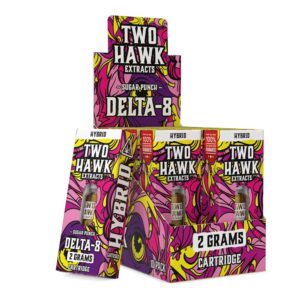 TWO HAWK DELTA8 CARTRIDGE -2G (SATIVA/HYBRID) -10/Pack - SUGAR PUNCH